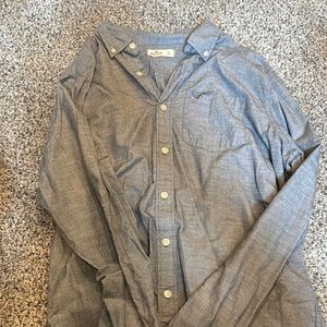 Hollister Gray Button-Down Shirt